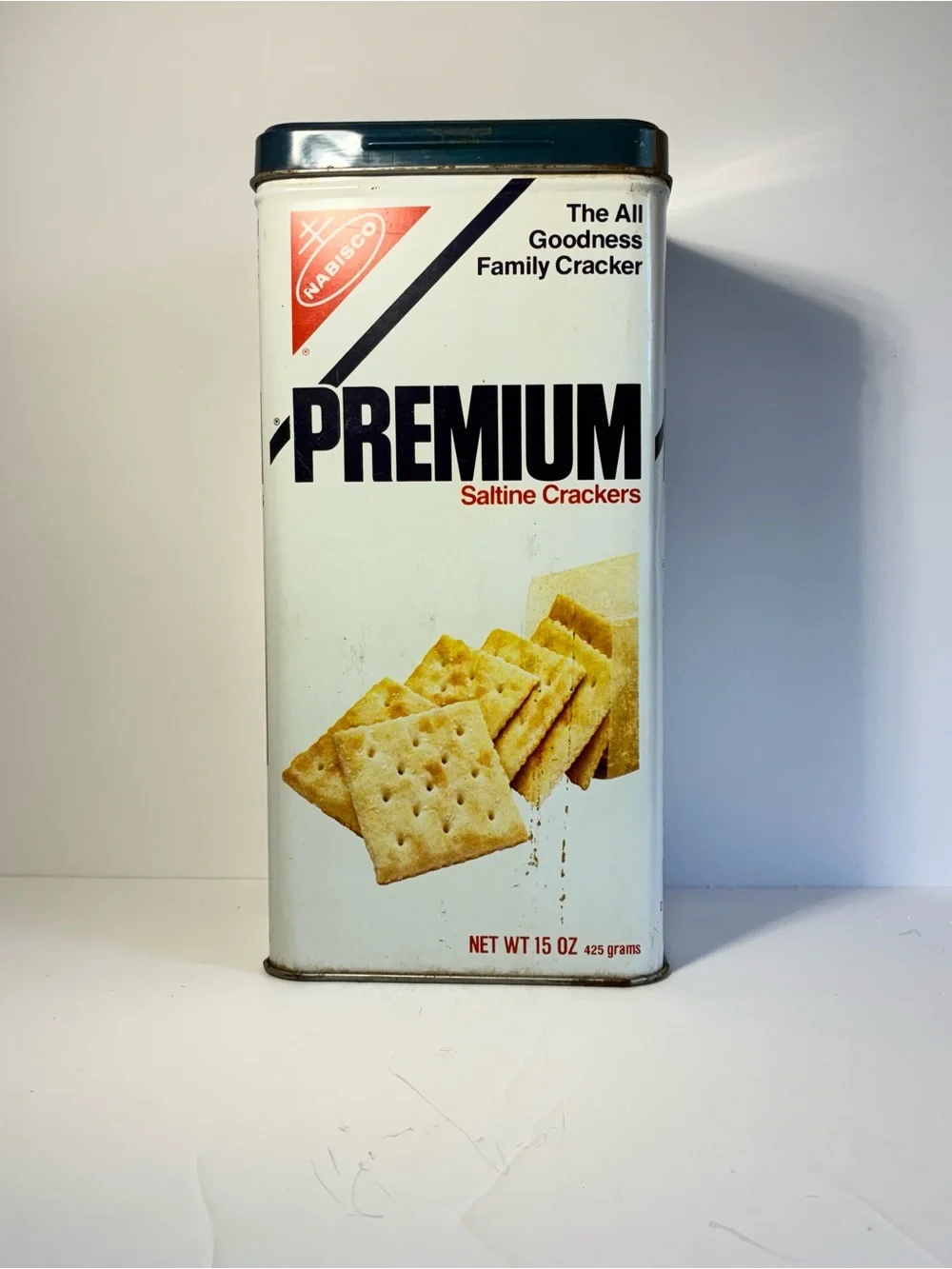 Vintage Nabisco Premium Saltine Crackers Tin Stack Pack Canister 1980s Retro Kit